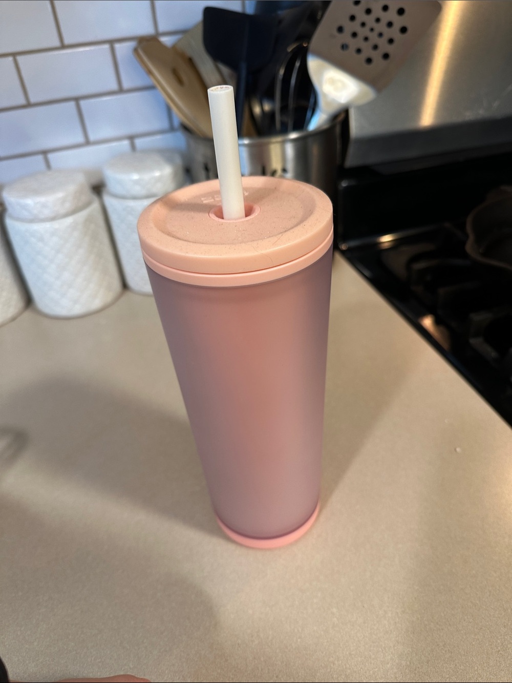 Pink Insulated Tumbler with Straw - Sleek Everyday Drinkware